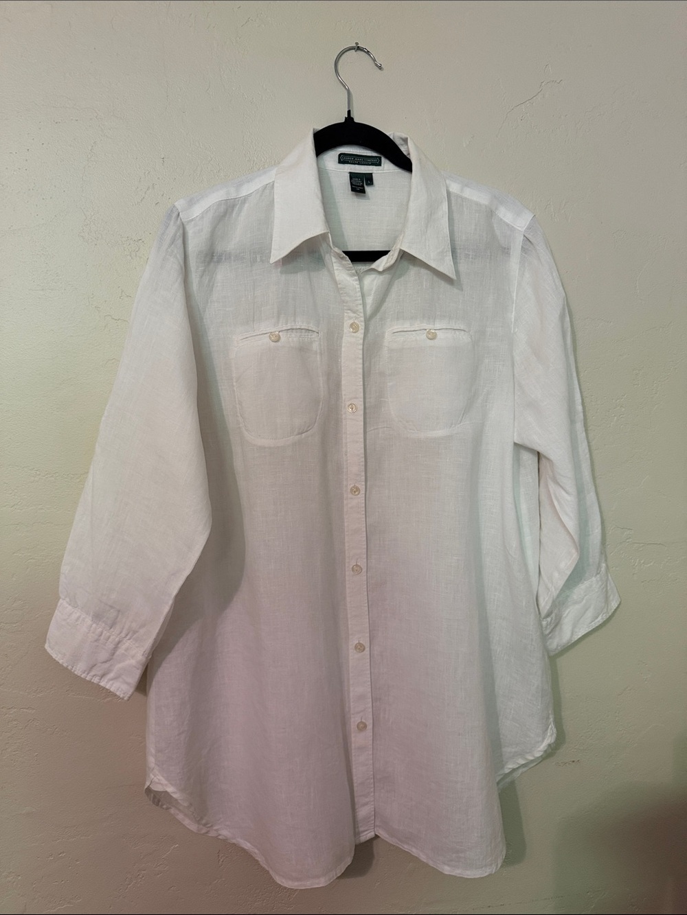 Lauren Ralph Lauren White 100% Linen Button-Down Shirt Large